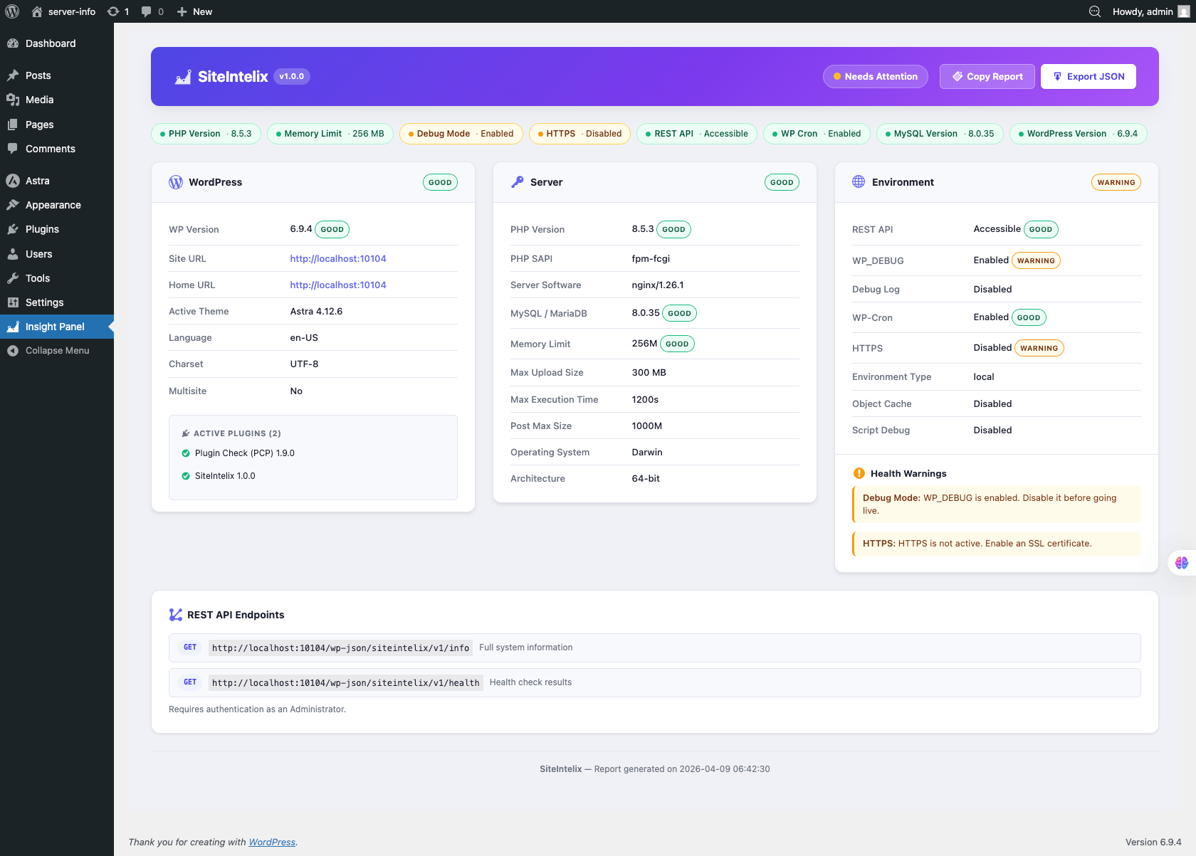 SiteIntelix Admin Dashboard Mockup